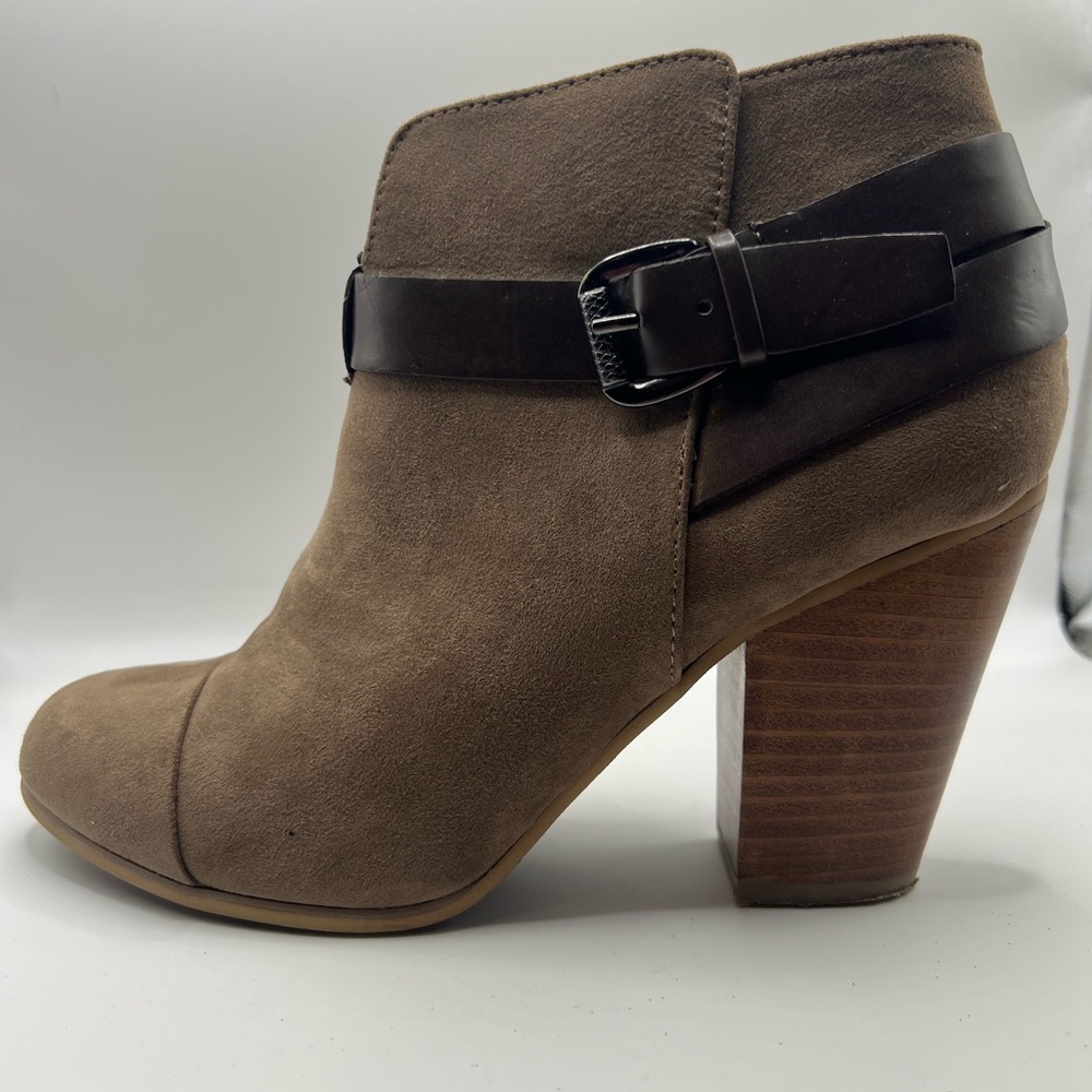 Carlos Santana Boho Western Tan Leather Ankle Boots Brown Strap 8.5